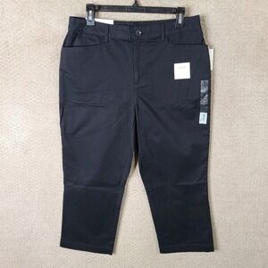 Croft & Barrow Pants Womens 10 Black Classic Fit Capri Secretly Slimming NEW